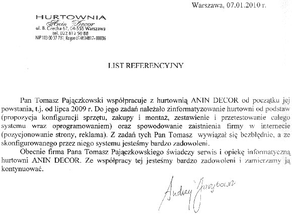 referencja serwisu komputerowego